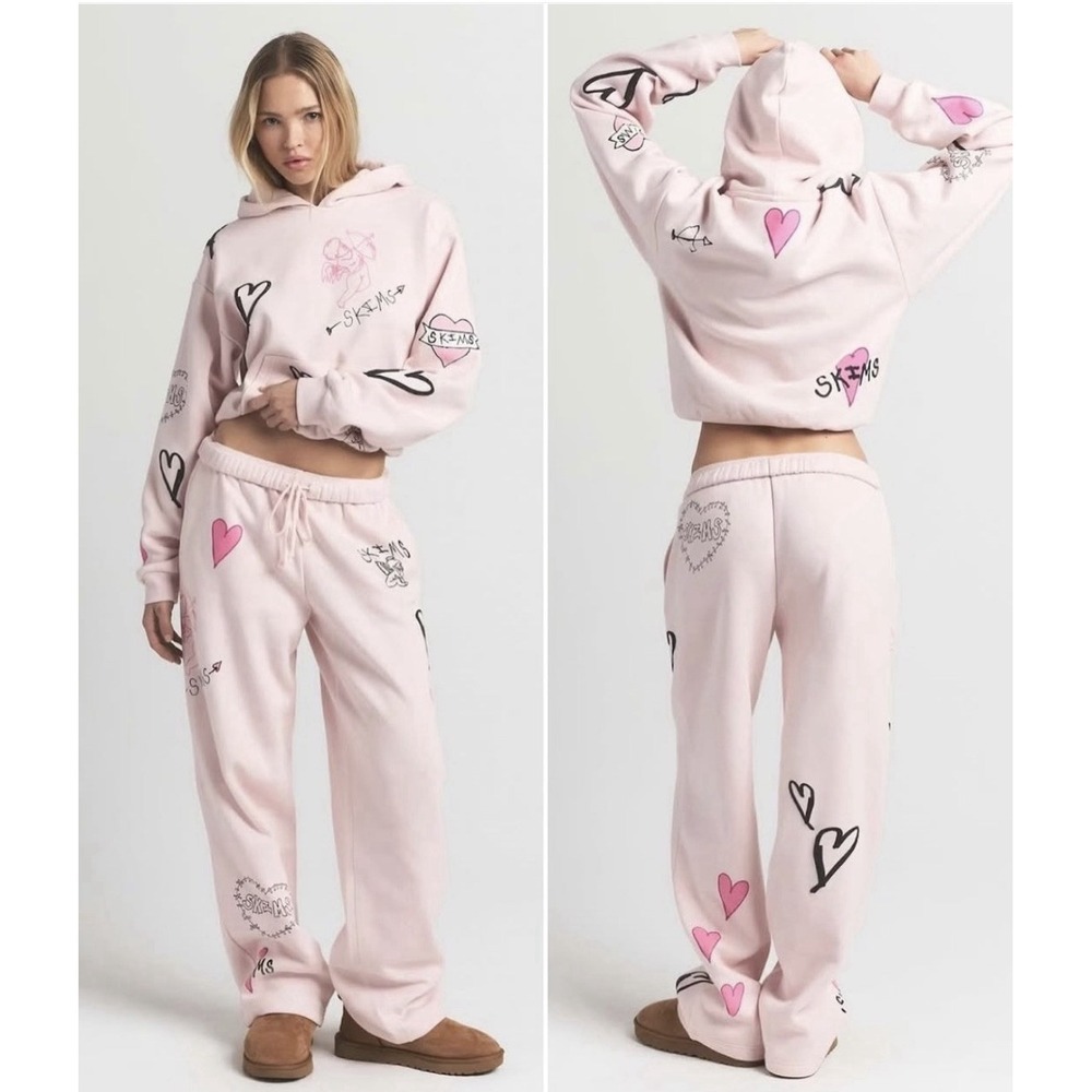 Asspizza Skims Barely Pink Angel Sketch Cotton Fleece Classic Hoodie/Pants XS/S